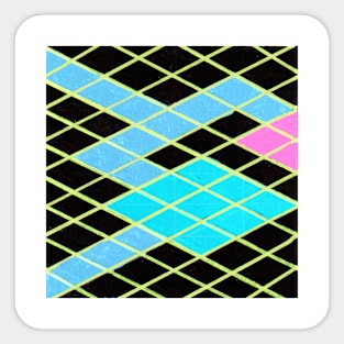 Inverted Blue Pink Black Geometric Abstract Acrylic Painting Sticker